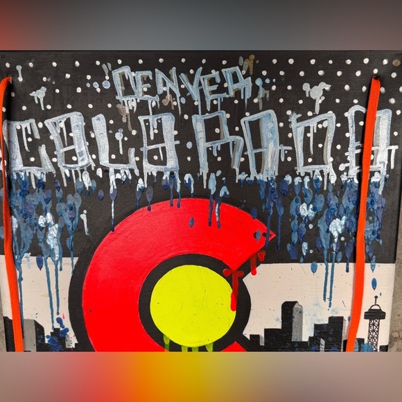 Original Art Denver Colorado Mixed Media Canvas Independent Artist 16x20 - Picture 3 of 5